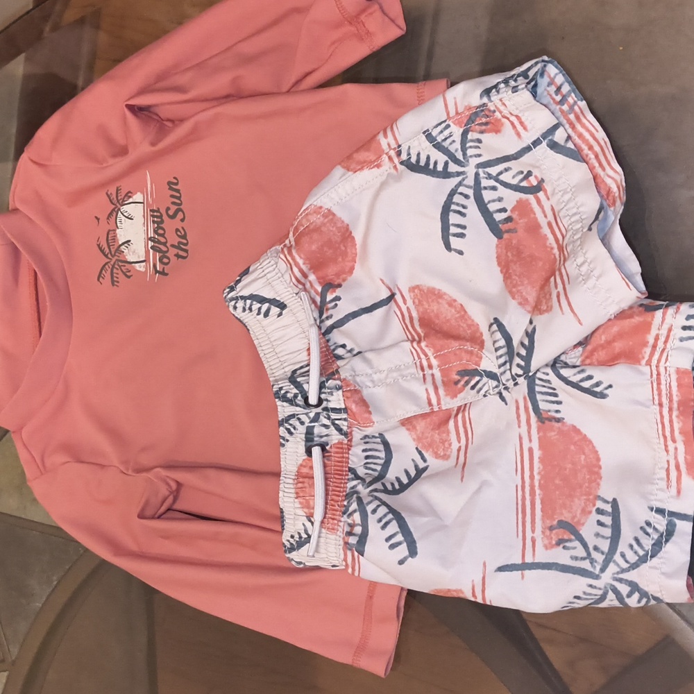 Infants Size 12 Month Carter's Rash Guard Set And 12-18 Month Old Navy Rashguard